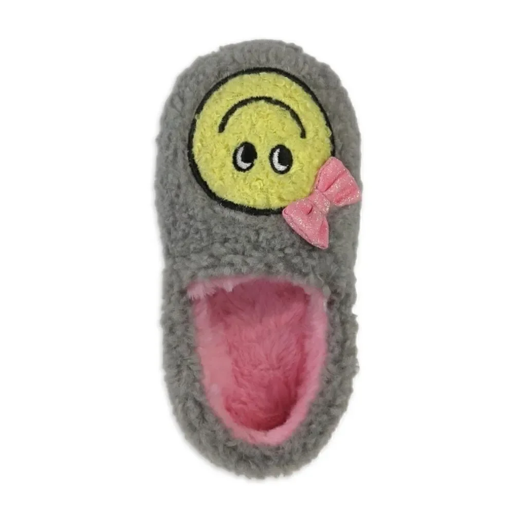 Toddler Girls Smiley Faux Fur Comfy Cozy Slippers Shoes Size 11/12